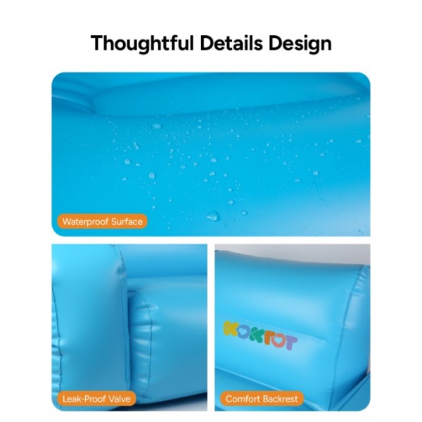 Koktot Portable Inflatable Toddler Sofa – Soft Backrest Kids Couch for Travel, Playroom, Bedroom, Camping, Quick to Inflate & Deflate, Fun Birthday Gift for Boys & Girls