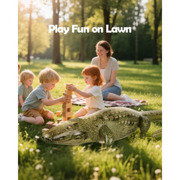 koktot Giant Inflatable Crocodile Pool Float, Animal Themed Pool Toy for Birthday, Summer Party, Halloween Decorations, Blow Up Photo Prop, Party Favors, Fun Gift for Kids