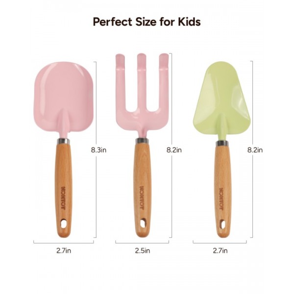 Kids Gardening Shovel Set – 3-Piece Children’s Outdoor Planting Tools – Safe, Durable, Ergonomic Handles – Perfect for Gardening, Potting, and Gifts